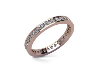 Full-Set Diamond Wedding Ring in 18ct. Rose Gold: 2.7mm. wide with Round Milgrain-set Diamonds