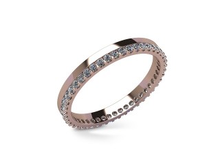 Full-Set Diamond Wedding Ring in 18ct. Rose Gold: 2.5mm. wide with Round Shared Claw Set Diamonds - 12