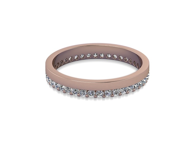 Full-Set Diamond Wedding Ring in 9ct. Rose Gold: 3.0mm. wide with Round Shared Claw Set Diamonds