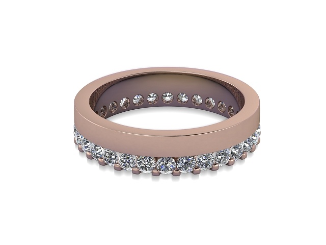 Full-Set Diamond Wedding Ring in 9ct. Rose Gold: 4.5mm. wide with Round Shared Claw Set Diamonds