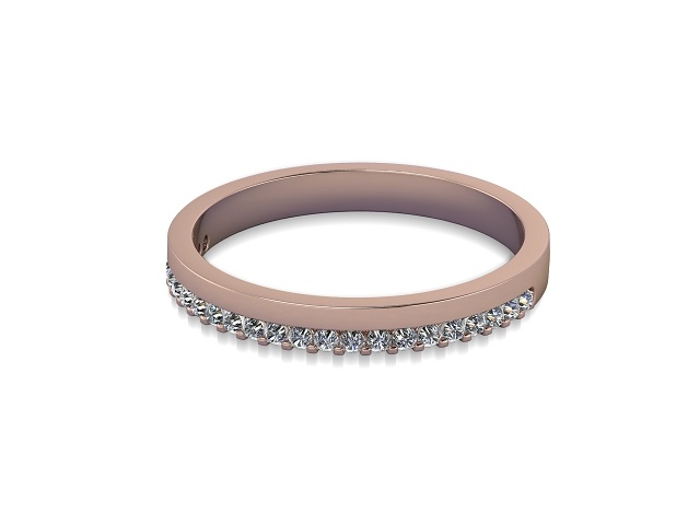 Half-Set Diamond Wedding Ring in 9ct. Rose Gold: 2.5mm. wide with Round Shared Claw Set Diamonds