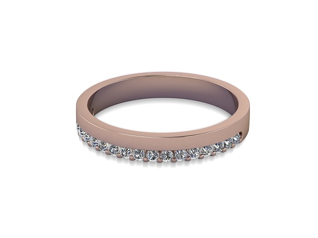 Half-Set Diamond Wedding Ring in 18ct. Rose Gold: 3.0mm. wide with Round Shared Claw Set Diamonds