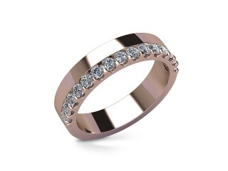 Semi-Set Diamond Wedding Ring in 18ct. Rose Gold: 4.5mm. wide with Round Shared Claw Set Diamonds - 12