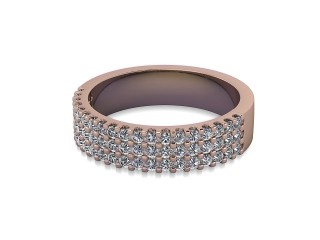 Semi-Set Diamond Wedding Ring in 18ct. Rose Gold: 4.7mm. wide with Round Shared Claw Set Diamonds