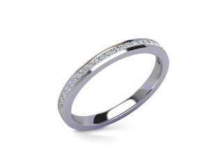 Semi-Set Diamond Wedding Ring in 18ct. White Gold: 2.2mm. wide with Princess Channel-set Diamonds - 12