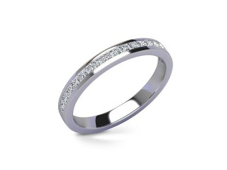 Semi-Set Diamond Wedding Ring in 18ct. White Gold: 2.7mm. wide with Princess Channel-set Diamonds - 12