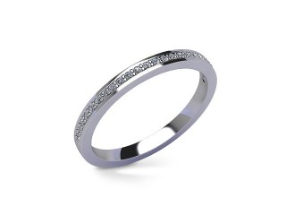 Semi-Set Diamond Wedding Ring in 18ct. White Gold: 2.0mm. wide with Round Milgrain-set Diamonds - 12
