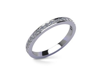 Semi-Set Diamond Wedding Ring in 18ct. White Gold: 2.2mm. wide with Round Milgrain-set Diamonds - 12