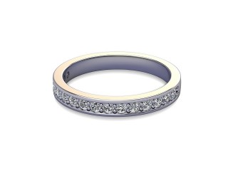 Half-Set Diamond Wedding Ring in 18ct. White Gold: 2.7mm. wide with Round Milgrain-set Diamonds-W88-05007.27