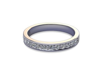 Half-Set Diamond Wedding Ring in 18ct. White Gold: 2.9mm. wide with Round Milgrain-set Diamonds-W88-05007.29