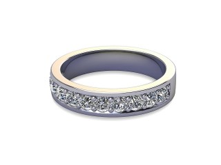 Semi-Set Diamond Wedding Ring in 18ct. White Gold: 4.1mm. wide with Round Milgrain-set Diamonds