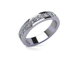 Semi-Set Diamond Wedding Ring in 18ct. White Gold: 4.1mm. wide with Round Milgrain-set Diamonds - 12