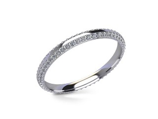 Full-Set Diamond Wedding Ring in 18ct. White Gold: 2.2mm. wide with Round Milgrain-set Diamonds - 12
