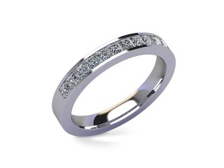 Semi-Set Diamond Wedding Ring in 18ct. White Gold: 3.0mm. wide with Princess Channel-set Diamonds - 12