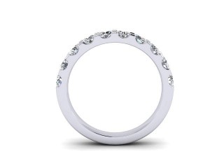 Semi-Set Diamond Wedding Ring in 18ct. White Gold: 3.1mm. wide with Round Shared Claw Set Diamonds - 3
