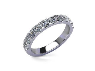 Semi-Set Diamond Wedding Ring in 18ct. White Gold: 3.1mm. wide with Round Shared Claw Set Diamonds - 12