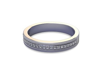 Semi-Set Diamond Wedding Ring in 18ct. White Gold: 3.5mm. wide with Round Milgrain-set Diamonds