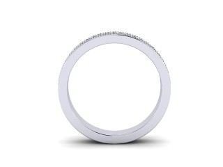 Semi-Set Diamond Wedding Ring in 18ct. White Gold: 3.5mm. wide with Round Milgrain-set Diamonds - 3