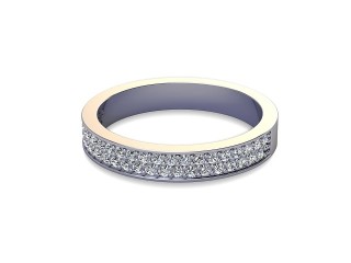 Half-Set Diamond Wedding Ring in 18ct. White Gold: 3.2mm. wide with Round Milgrain-set Diamonds-W88-05307.32