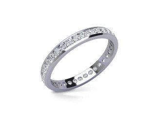 Full-Set Diamond Wedding Ring in 18ct. White Gold: 2.8mm. wide with Round Channel-set Diamonds - 12