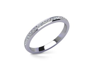 Semi-Set Diamond Wedding Ring in 18ct. White Gold: 2.2mm. wide with Round Channel-set Diamonds - 12
