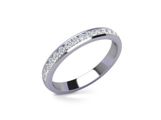 Semi-Set Diamond Wedding Ring in 18ct. White Gold: 2.8mm. wide with Round Channel-set Diamonds - 12