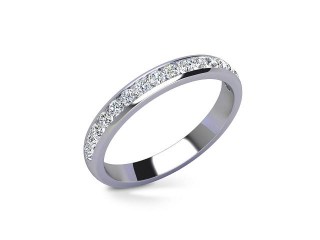 Semi-Set Diamond Wedding Ring in 18ct. White Gold: 2.9mm. wide with Round Channel-set Diamonds - 12