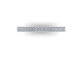 Semi-Set Diamond Wedding Ring in 18ct. White Gold: 2.2mm. wide with Round Milgrain-set Diamonds - 9