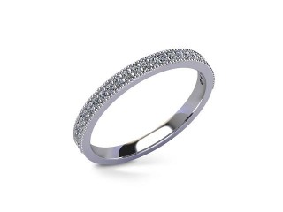Semi-Set Diamond Wedding Ring in 18ct. White Gold: 2.2mm. wide with Round Milgrain-set Diamonds - 12