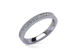 Semi-Set Diamond Wedding Ring in 18ct. White Gold: 2.7mm. wide with Round Milgrain-set Diamonds - 12