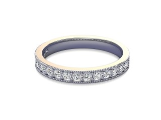 Half-Set Diamond Wedding Ring in 18ct. White Gold: 2.9mm. wide with Round Milgrain-set Diamonds-W88-05310.29