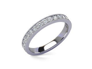 Semi-Set Diamond Wedding Ring in 18ct. White Gold: 2.9mm. wide with Round Milgrain-set Diamonds - 12