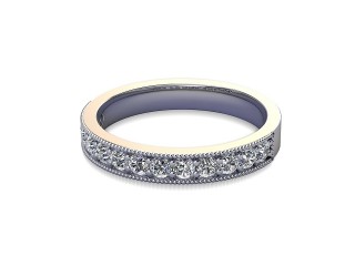 Half-Set Diamond Wedding Ring in 18ct. White Gold: 3.1mm. wide with Round Milgrain-set Diamonds-W88-05310.31