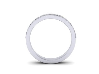 Semi-Set Diamond Wedding Ring in 18ct. White Gold: 3.1mm. wide with Round Milgrain-set Diamonds - 3