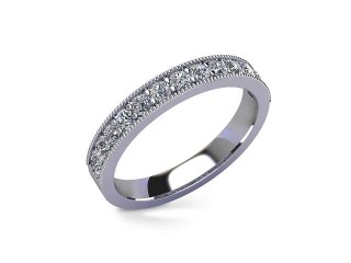 Semi-Set Diamond Wedding Ring in 18ct. White Gold: 3.1mm. wide with Round Milgrain-set Diamonds - 12