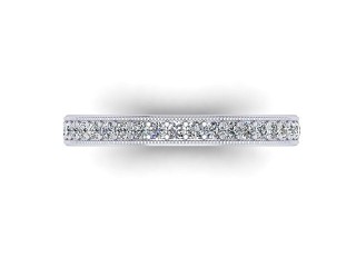 Semi-Set Diamond Wedding Ring in 18ct. White Gold: 2.9mm. wide with Round Milgrain-set Diamonds - 9
