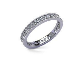 Full-Set Diamond Wedding Ring in 18ct. White Gold: 2.9mm. wide with Round Milgrain-set Diamonds - 12