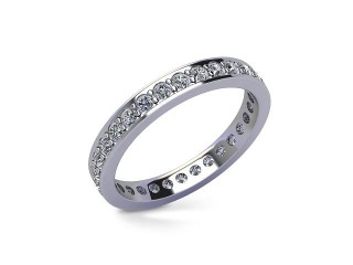 Full-Set Diamond Wedding Ring in 18ct. White Gold: 2.9mm. wide with Round Milgrain-set Diamonds - 12