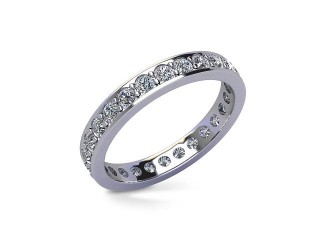 Full-Set Diamond Wedding Ring in 18ct. White Gold: 3.1mm. wide with Round Milgrain-set Diamonds - 12