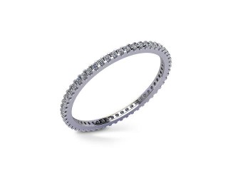 Full-Set Diamond Wedding Ring in 18ct. White Gold: 1.3mm. wide with Round Shared Claw Set Diamonds - 12