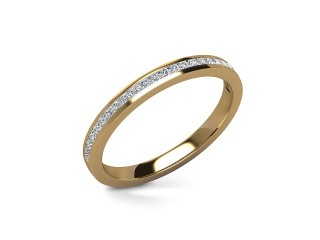Semi-Set Diamond Wedding Ring in 18ct. Yellow Gold: 2.2mm. wide with Princess Channel-set Diamonds - 12