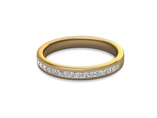 Half-Set Diamond Wedding Ring in 18ct. Yellow Gold: 2.7mm. wide with Princess Channel-set Diamonds-W88-18003.27