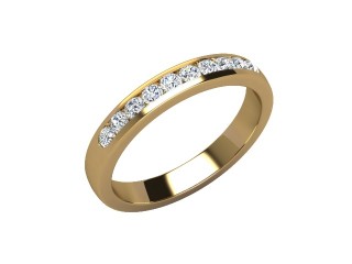 Semi-Set Diamond Wedding Ring in 18ct. Yellow Gold: 3.2mm. wide with Round Channel-set Diamonds - 12