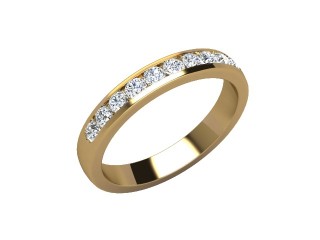 Semi-Set Diamond Wedding Ring in 18ct. Yellow Gold: 3.3mm. wide with Round Channel-set Diamonds - 12