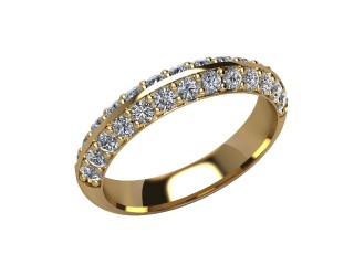Semi-Set Diamond Wedding Ring in 18ct. Yellow Gold: 4.0mm. wide with Round Milgrain-set Diamonds - 12