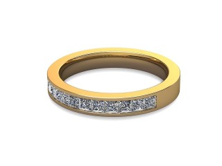 Semi-Set Diamond Wedding Ring in 18ct. Yellow Gold: 3.0mm. wide with Princess Channel-set Diamonds