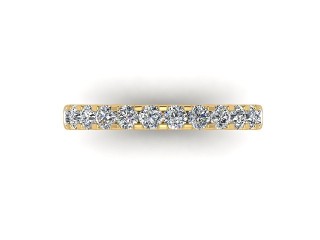 Semi-Set Diamond Wedding Ring in 18ct. Yellow Gold: 2.6mm. wide with Round Shared Claw Set Diamonds - 9