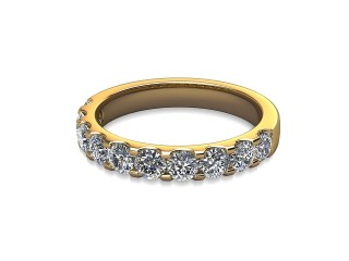 Semi-Set Diamond Wedding Ring in 18ct. Yellow Gold: 3.1mm. wide with Round Shared Claw Set Diamonds-W88-18215.31