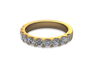 Semi-Set Diamond Wedding Ring in 18ct. Yellow Gold: 3.1mm. wide with Round Shared Claw Set Diamonds