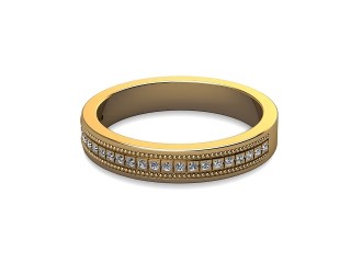 Semi-Set Diamond Wedding Ring in 18ct. Yellow Gold: 3.5mm. wide with Round Milgrain-set Diamonds-W88-18306.35